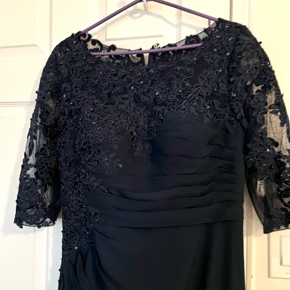 Navy Blue Lace Wedding/holiday/gala Dress - Picture 3 of 12